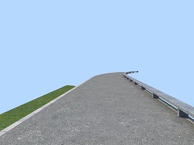 Road Infrastructure With Right Side Guardrail Green Grass Verge And Clear Blue Sky 3d model