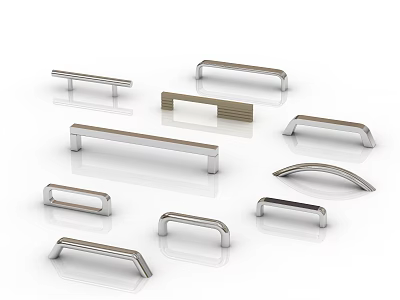 Modern Metal Furniture Handles In Various Designs For Cabinets And Drawers 3d model