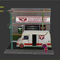 Tasty Burgers Street Food Truck Scene With Signboard Lamp Post And Fire Hydrant