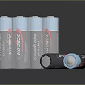 Volcano AA Batteries Four Pack With Black And Blue Design Packaged And Unpackaged