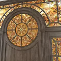 Vintage Stained Glass Wooden Doors With Intricate Patterns And Decorative Windows