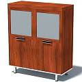 Modern Wooden Storage Cabinet Featuring Glass Doors Sleek Metal Handles And Functional Design