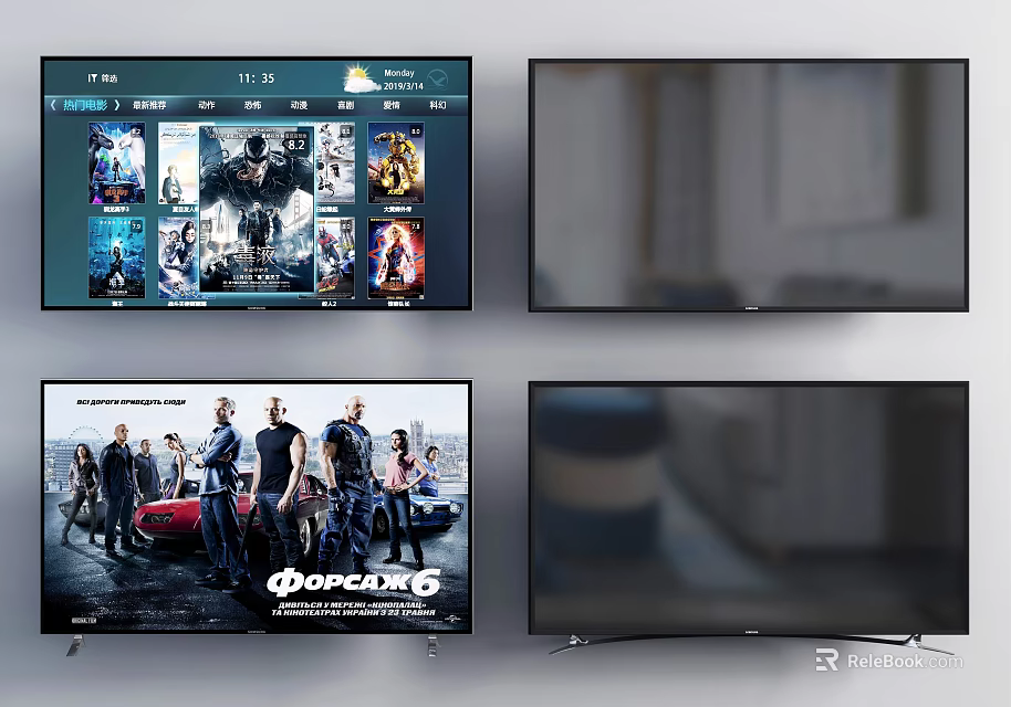 4K Ultra HD Smart TV Displaying Streaming Movies And Series In Modern Living Room 3d model 