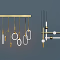 Modern Brass Chandelier Design With Geometric Rings Linear Pendants And Spherical Accents For Home Decor