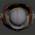 Medieval Silver Armor With Helmet Breastplate Golden Trim Brown Straps And Decorative Patterns