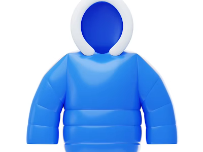 Blue Cartoon Toy Character With White Hood And Blue Coat Design 3d model