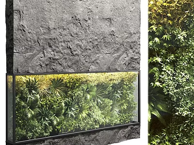 Natural Living Plant Wall Design With Lush Green Foliage And Modern Decorative Elements 3d model