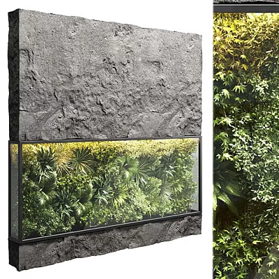 Natural Living Plant Wall Design With Lush Green Foliage And Modern Decorative Elements 3d model