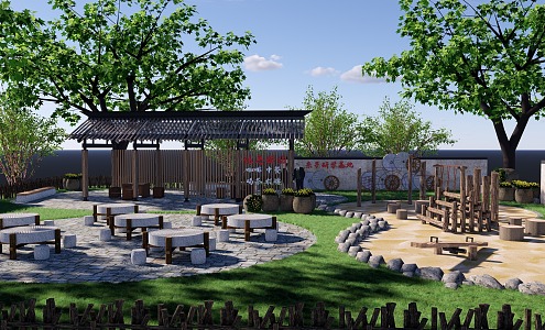 New Chinese Style Beautiful Country Landscape Village Landscape Wall Village Culture Square Country Homestay Beautiful Country Landscape Village Landscape Wall Village Culture Square Country Homestay 3d model