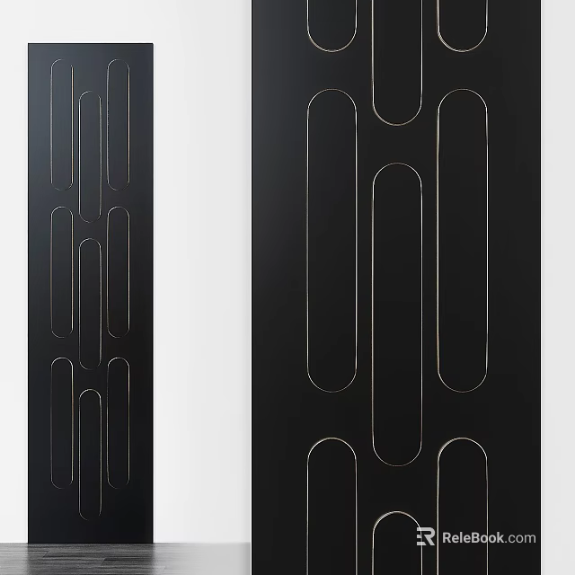 Modern Decorative Wall With Black Background And Gold Geometric Lines Design 3d model 