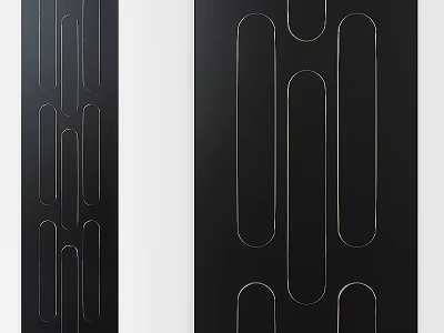 Modern Decorative Wall With Black Background And Gold Geometric Lines Design 3d model