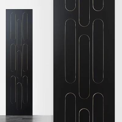 Modern Decorative Wall With Black Background And Gold Geometric Lines Design 3d model