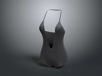 Abstract Human Silhouette Sculpture With Smooth Texture And Elegant Lines On Gray Background 3d model