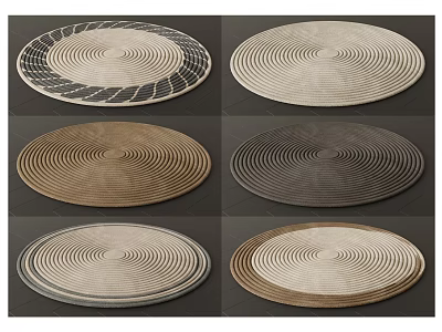 Modern Round Rugs with Concentric Circle Patterns in Various Neutral Tones for Home Decor 3d model