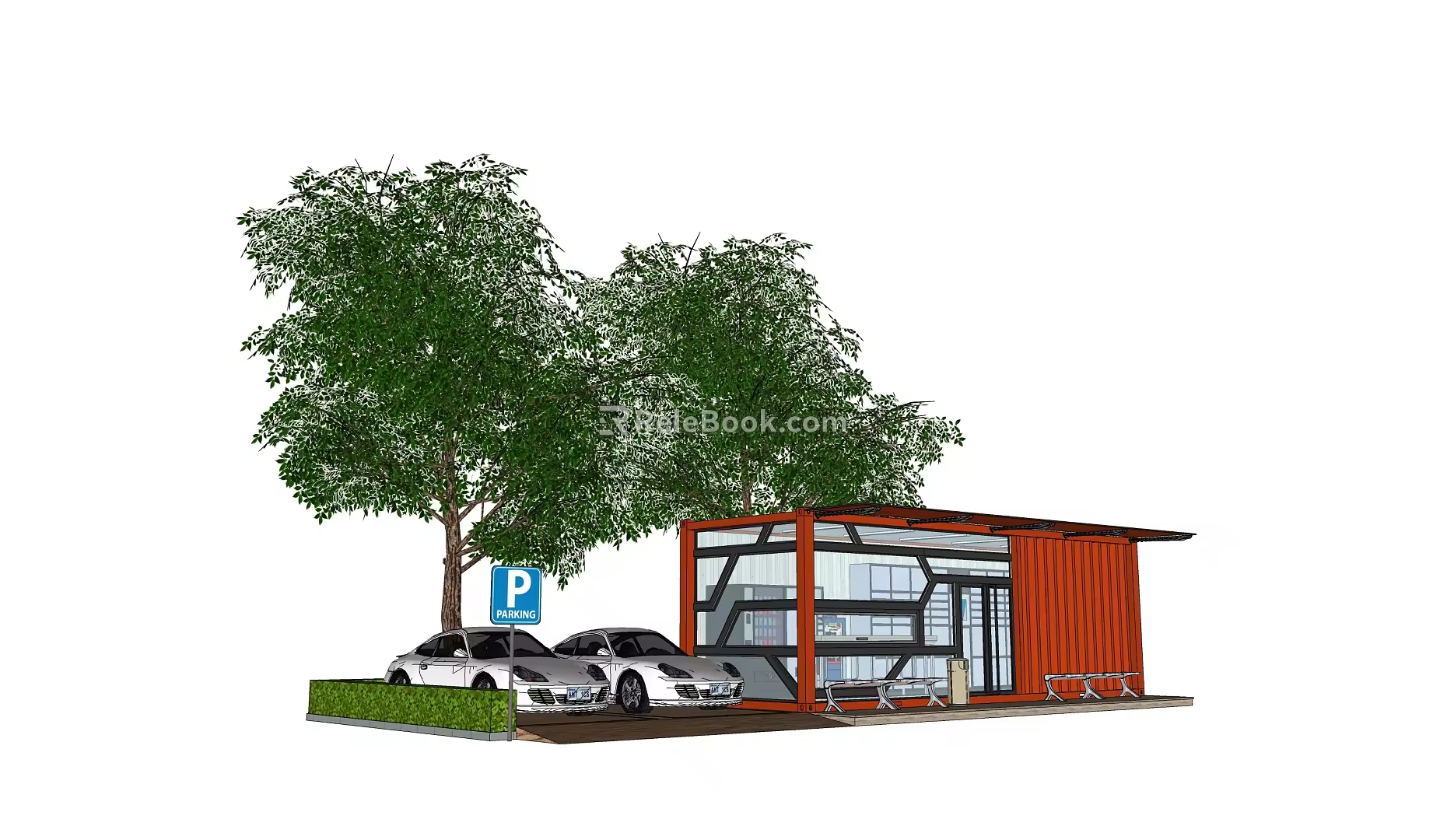 Modern Container Unattended Selling Container 3d model