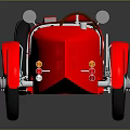 Red Vintage Open Top Race Car With Large Wheels And Metallic Accents