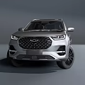 Silver SUV With Modern Sleek Body Design Stylish Black Wheels On Gray Background