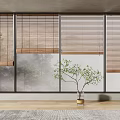 Wooden Blinds For Windows In Bright Living Room With Natural Light And Potted Plant