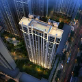 Aerial Planning of Urban High Rise Buildings With Night Lighting Roads And Greenery