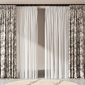 Curtain French Retro Curtain Floral Curtain 3d model