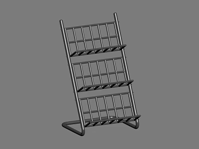 Three Tier Metal Rack With Grid Design And Stable Base For Storage 3d model