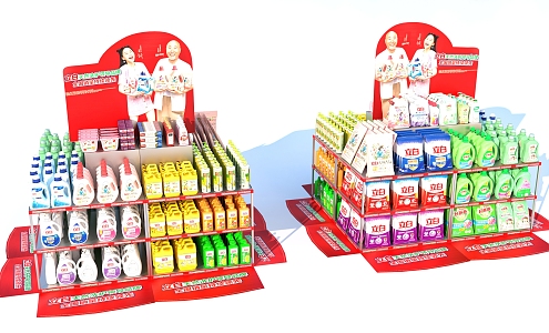 Washing powder laundry detergent shelf advertising rack supermarket goods 3d model