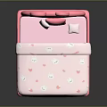 Pink Kids Bed With Rabbit Ear Headboard And Bunny Pattern Bed Sheet