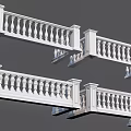 White Decorative Railing Design With Baluster Structure For Balcony And Staircase 3d model