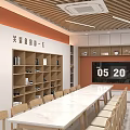 Restaurant Kitchen Interior With Hanging Menu Boards Modern Counter And Tile Wall Design