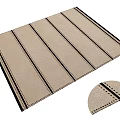 Modern Beige Square Rug With Dark Stripes And Stitched Textured Details