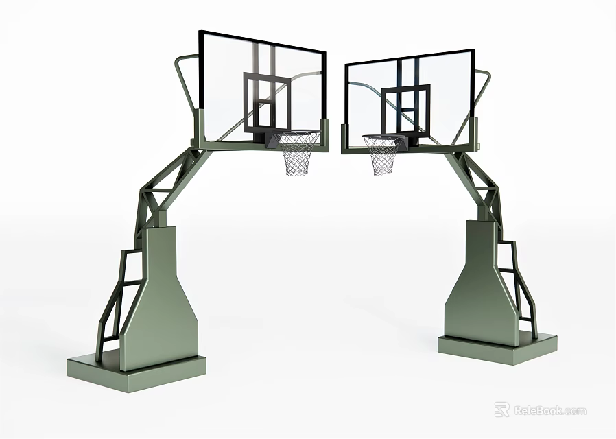 Sturdy Double Outdoor Basketball Hoops Sports Equipment With Metal Frame Structure 3d model 