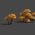 Yellow Spotted Mushrooms In Various Sizes With Shadows On Gray Background 3d model