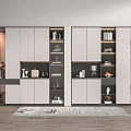 Modern Shoe Cabinet Design With Open Shelves And Decorative Storage Elements 3d model