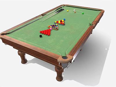 High Quality Billiard Table With Green Felt Surface Wooden Frame Balls And Cues 3d model