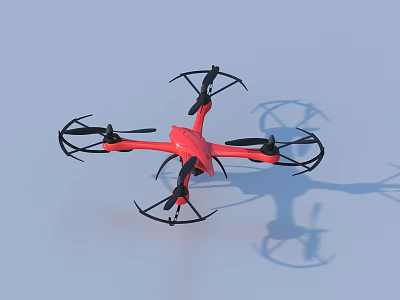 Red Drone With Black Propellers For Household Daily Life Activities And Portable Design 3d model