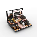Yellow Cosmetics Display Shelf With Multiple Compartments And Brand Screen 3d model