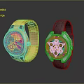 Fashionable Wristwatches With Gold And Black Leather Straps And Colorful Mechanical Dials