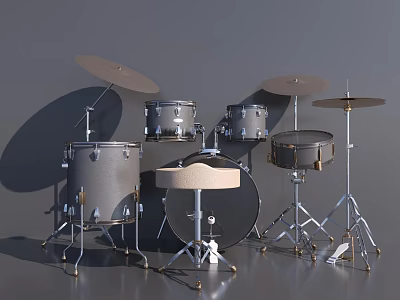 Modern Entertainment Electrical Drum Set with Multiple Drums Cymbals and Stool 3d model