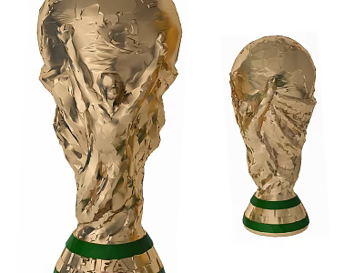 Detailed Golden Trophy With Green Base And Sculpted Figures Design Award 3d model