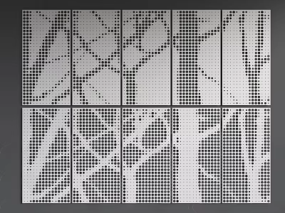 Modern Decorative Wall Panels With Various Perforated Patterns For Home Interior 3d model