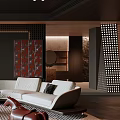 Sophisticated Modern Living Room Interior Design With Leather Sofa Metal Coffee Table And Art Decor