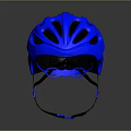 Blue Ventilated Cycling Helmet With Shiny Surface And Adjustable Straps For Sports