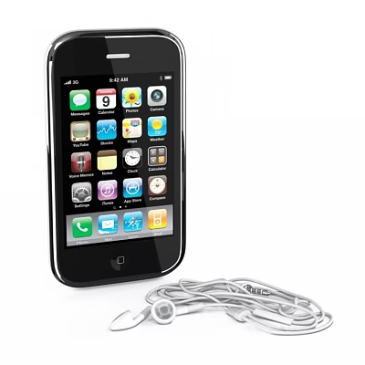 Black Mobile Phone With Various Apps On Screen And White Earphones 3d model Black Mobile Phone With Various Apps On Screen And White Earphones 3d model