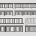 Various Metal Fencing Designs With Horizontal Vertical Bar Patterns And Safety Rail Structures