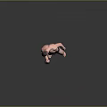 Shirtless Muscular Man In Dark Underwear Holding Dumbbell Exercising Gray Background Fitness Pose