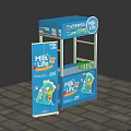 Blue Milk Life Promotion Stand With Product Displays And Brand Logo