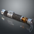 Lightsaber Hilt Weapon Featuring Metal Construction Leather Textured Grip And Silver Gold Accents