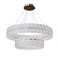 Transparent Crystal Two Layer Round Chandelier With Hanging Strings And Decorative Design