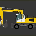 Liebherr Wheeled Excavator With Yellow Body Large Arm And Functional Bucket Design