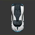 White And Blue Modern Luxury Sports Car With Sleek Design And Rear Spoiler